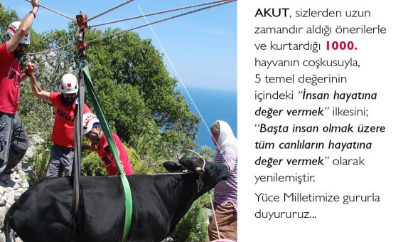 AKUT 1000. HAYVANIN CANINI KURTARDI VE DEĞERLERİNİ MİLLETİMİZİN TALEBİ ÜZERİNE YENİLEDİ