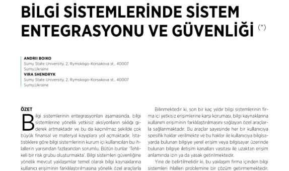 Bilgi Sistemlerinde Sistem Entegrasyonu ve Güvenliği Bilgi Sistemlerinde Sistem Entegrasyonu ve Güvenliği