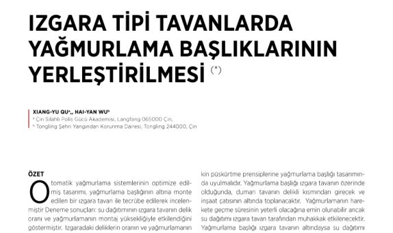 Izgara Tipi Tavanlarda Yağmurlama Başlıklarının Yerleştirilmesi